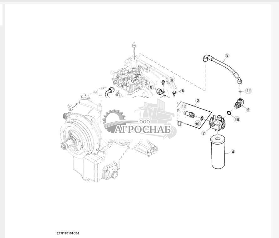 Фильтр картера коробки передач двигателя, двигатели Tier 2 объемом 6,8 L 